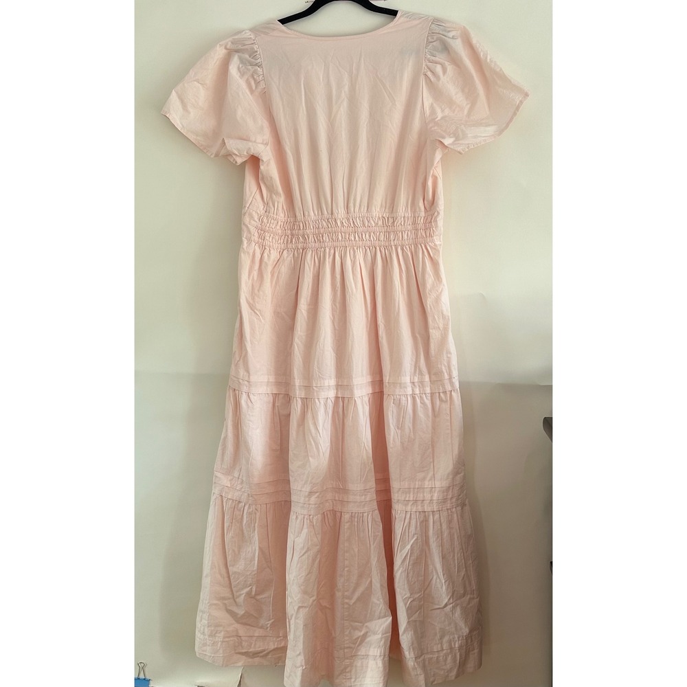 Anthropologie Peach Cotton Somerset Smocked Tiered Midi Dress XL New - Picture 2 of 8